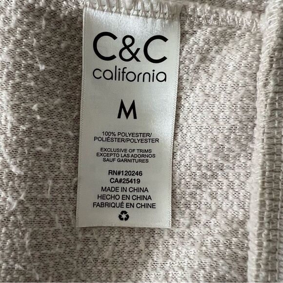 C&C California Sweater Top Womens Medium Ivory Faux Fur Fleece 1/4 Snap Relaxed - Picture 10 of 13